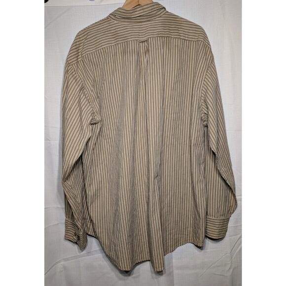 Izod Jeans Striped Button Down Shirt Mens Size XXL Cotton Textured Tan Brown NWT - Picture 5 of 10